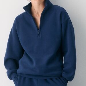 Byron Blue Cozy Sweatfleece Boyfriend 1/2 Zip Sweatshirt